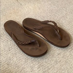 Rainbow sandals in a soft brown suede